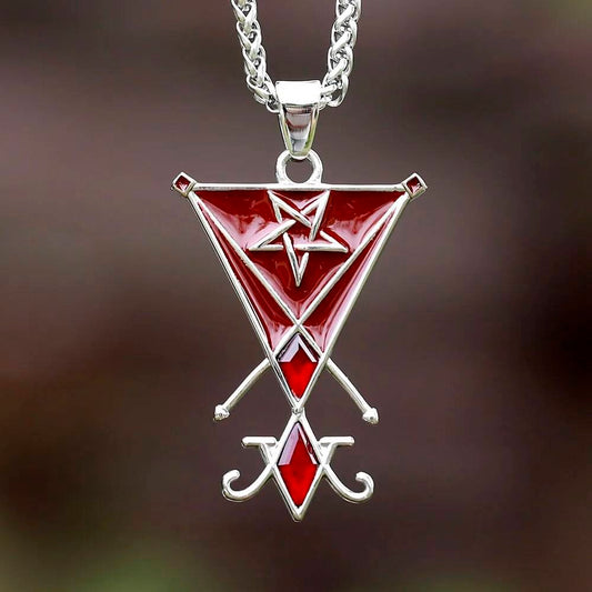 316L Stainless Steel Red Triangle Symbol Pendant Necklace for Men