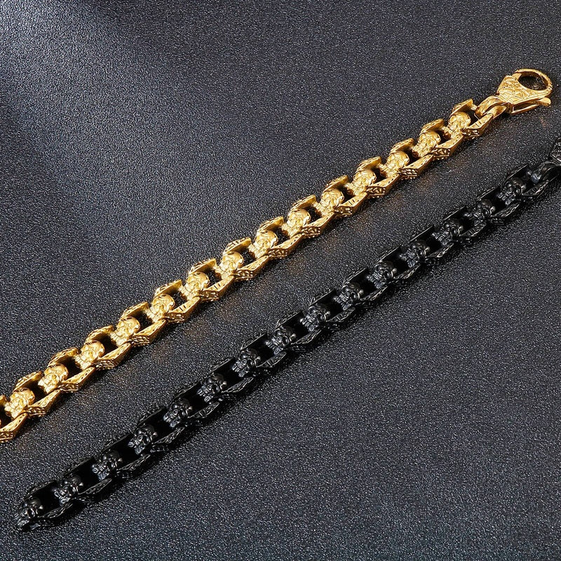 316L Stainless Steel Evil Skull Chain Bracelet Men Demon Ghost Punk Wristband Jewelry
