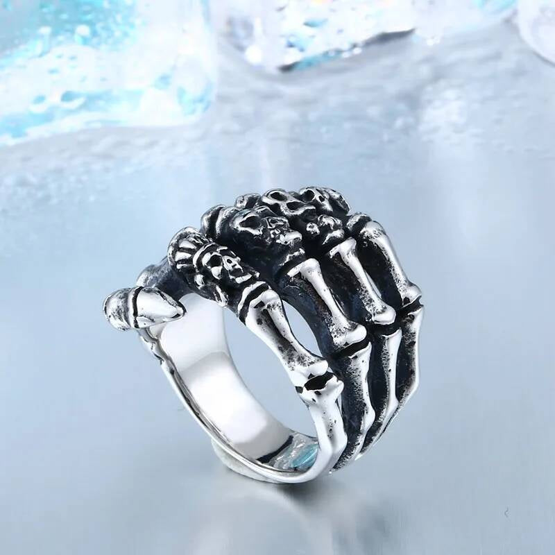 Cool High Polished Finger Bone Ring For Men Biker Jewelry