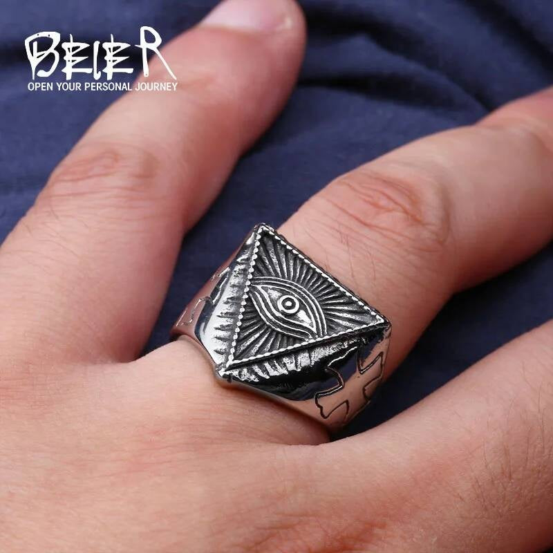 316L Stainless Steel Ring Top Quality New Of Providence All-Seeing Eye Cool Movie Ring