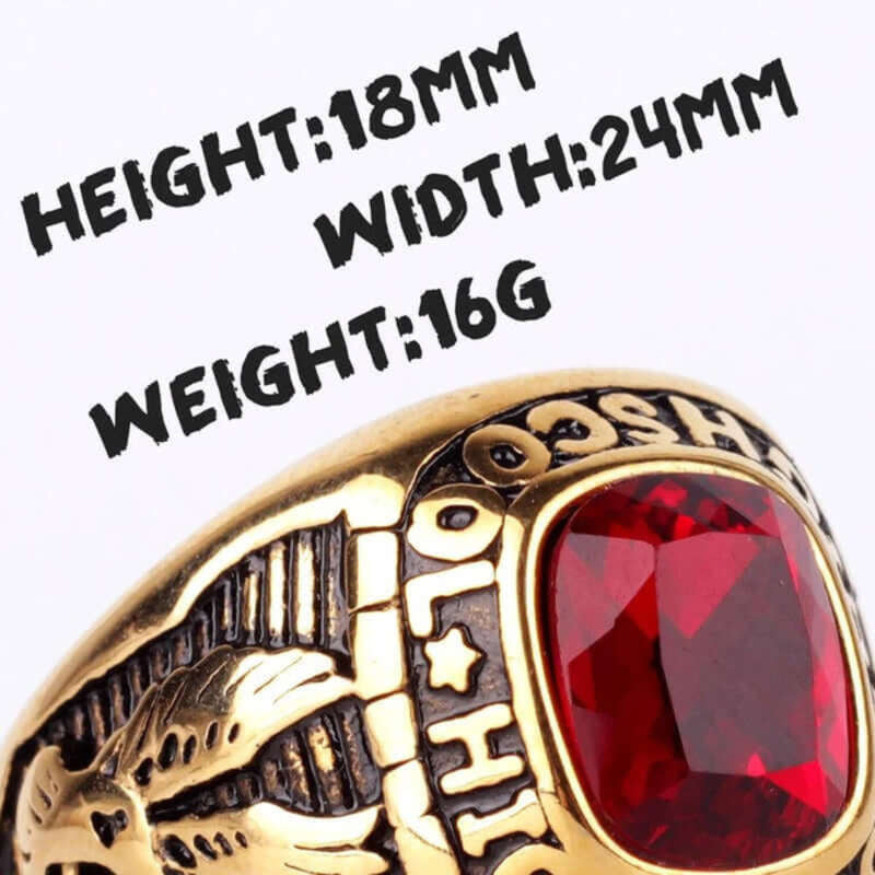 Rhinestone High School Ring - Stainless Steel Vintage Inspired Class Jewelry