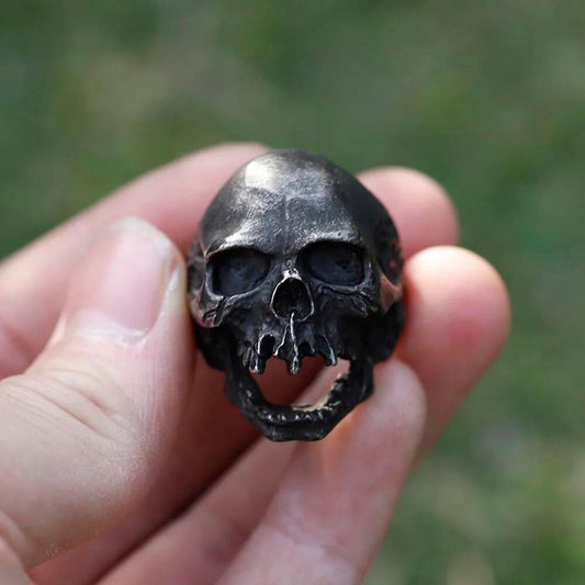 Large Fierce Skull Ring - Vintage Stainless Steel Gothic Punk Jewelry