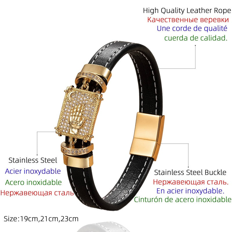 Black Braided Leather Bracelet with Green Jade Beads - Stylish Multi-Layer Magnetic Clasp Jewelry for Casual Wear and Gifts