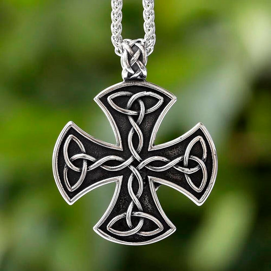 Celtic Cross Pendant Necklace – Stainless Steel Norse Knot Jewelry