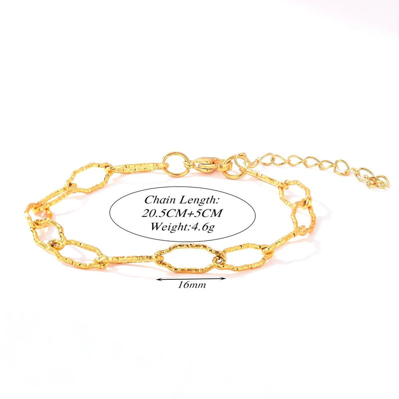 Stainless Steel Chunky Link Chain Bracelet For Women Gold Plated Waterproof Hip-hop Rock Style Women's Bracelets 20cm+5cm 8