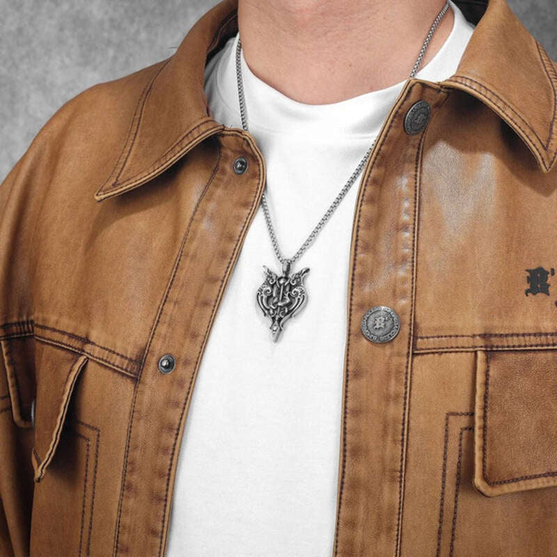 Viking Double Dragon Axe Pendant – Norse Stainless Steel Warrior Necklace