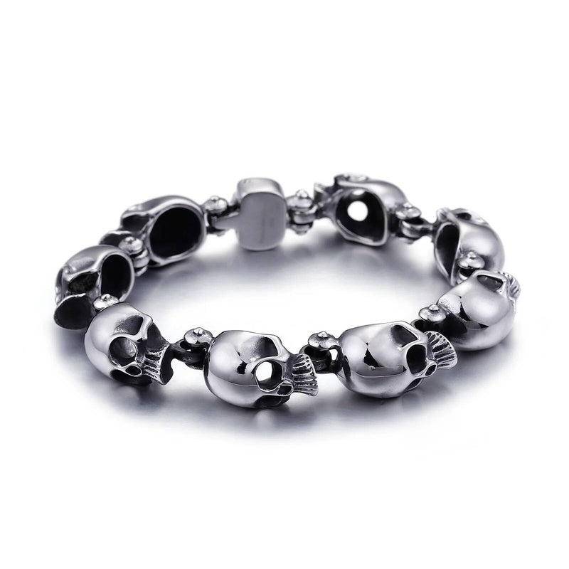 13mm Skeleton Bone Bracelet Men 316L Stainless Steel Punk Jewelry Never Fade