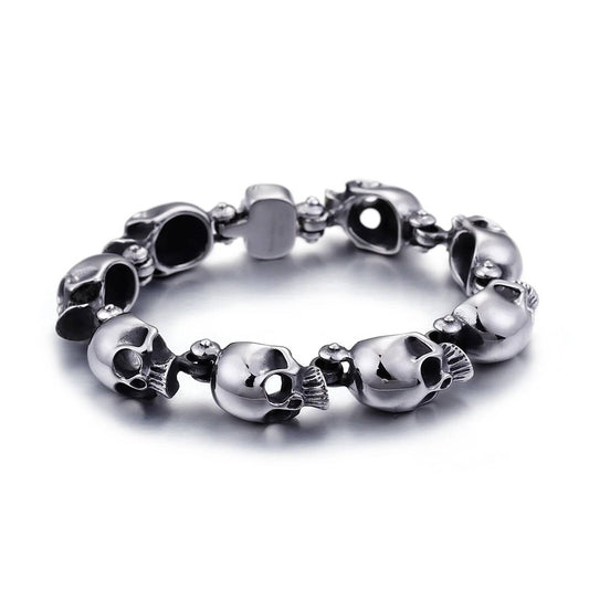 13mm Skeleton Bone Bracelet Men 316L Stainless Steel Punk Jewelry Never Fade