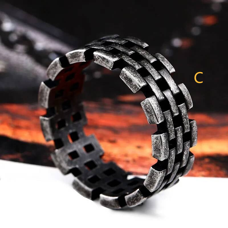 Link Chain Punk Ring - Stainless Steel Trendy Men's Rock Jewelry