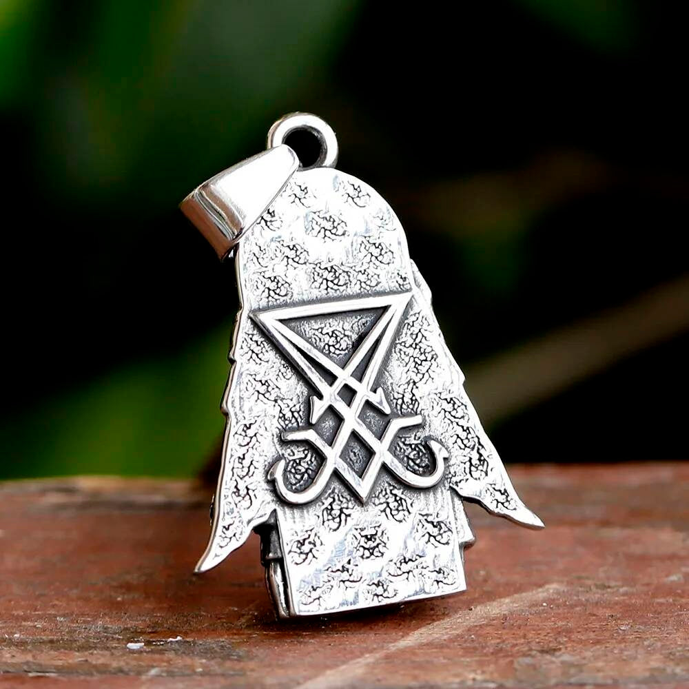 Baphomet Pendant – 316L Stainless Steel Gothic Satanic Necklace with Wings and Ritual Symbol