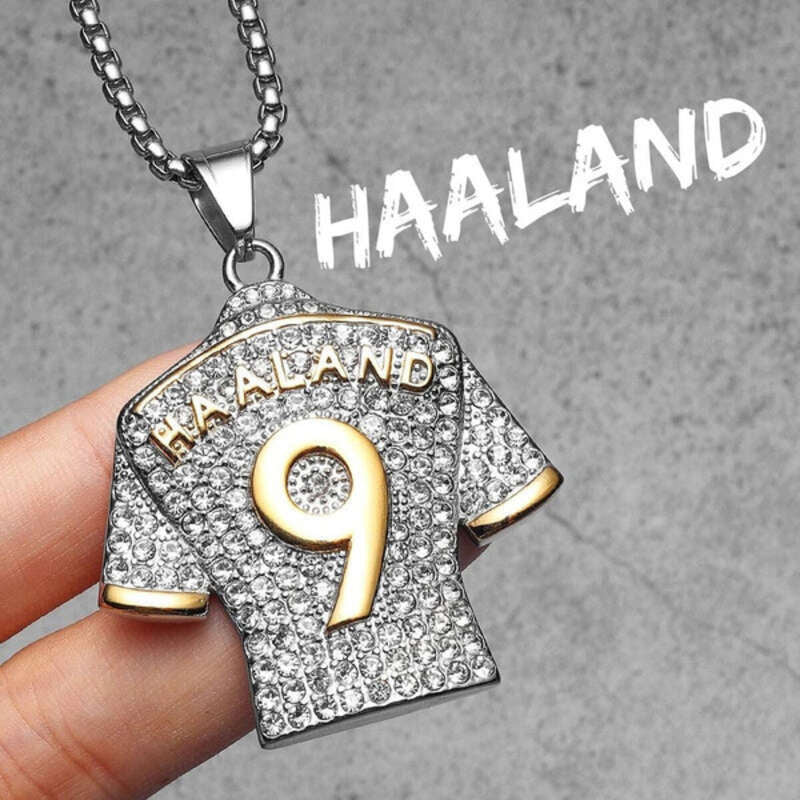 Sparkling Football Jersey Pendants - Messi #10, Messi #30, Ronaldo #7, Stylish Sports Jewelry Haaland9-SG