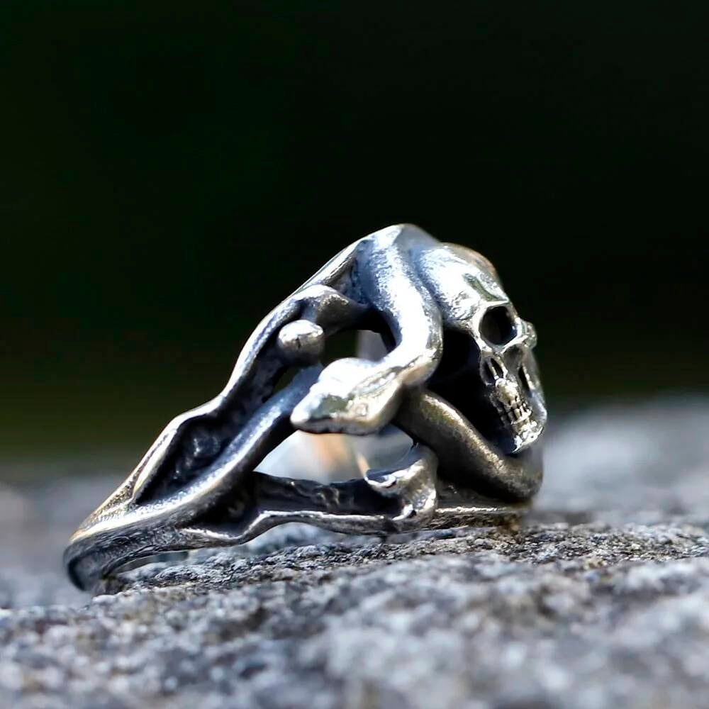 Skull Head Motorcycle Ring - Stainless Steel Hip Hop Jewelry for Teens