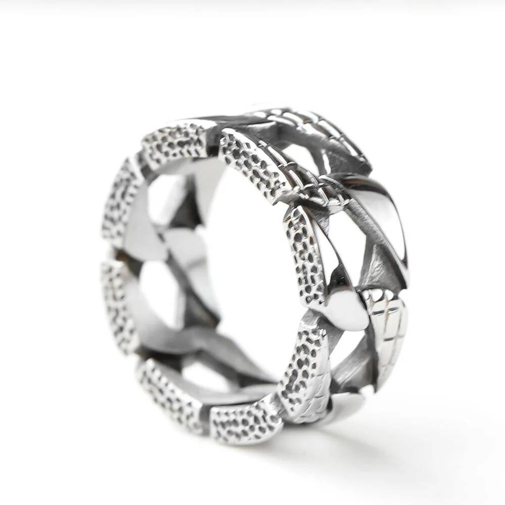 Gothic Chain Link Ring - Stainless Steel Unisex Punk Biker Jewelry