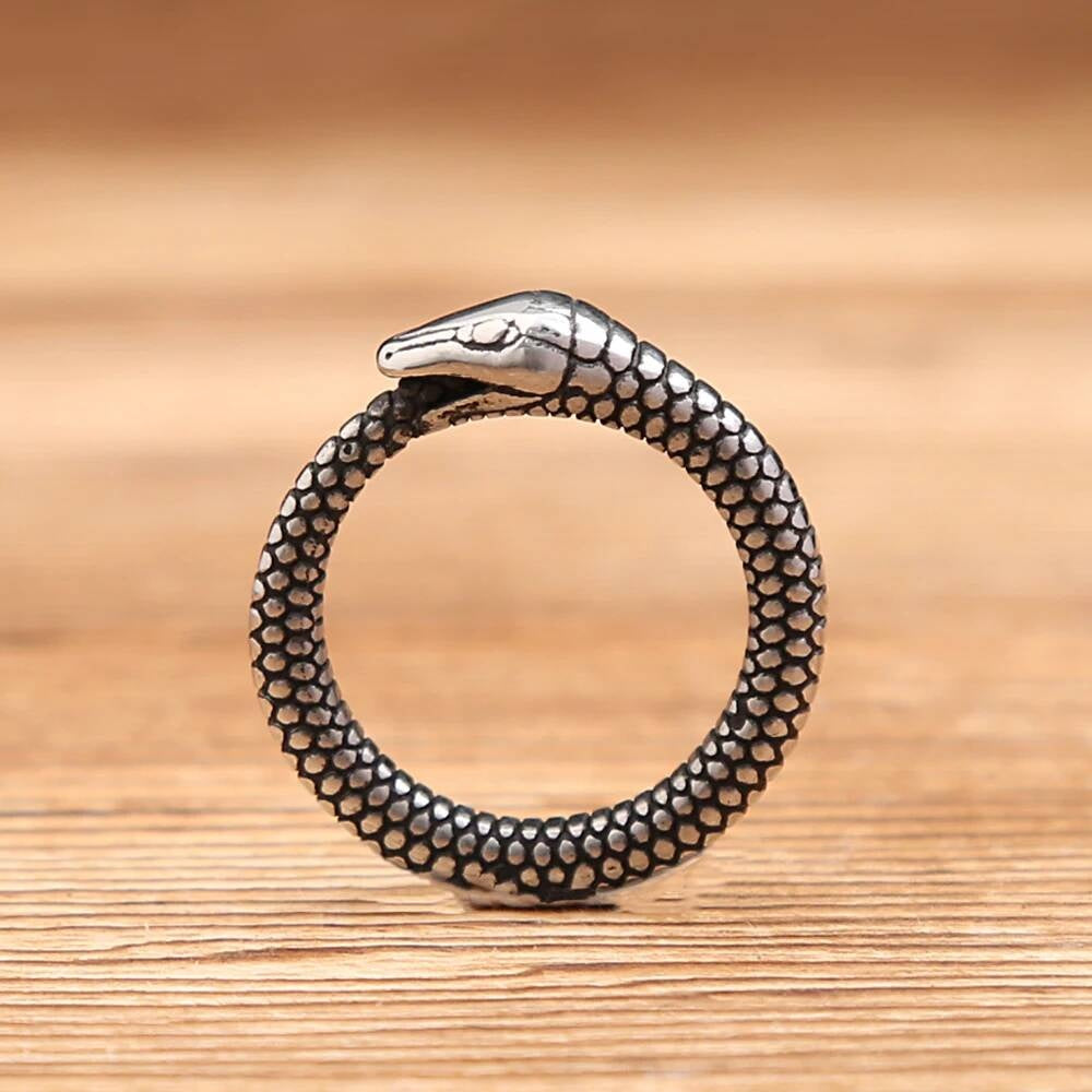 Ouroboros Viking Ring – 316L Stainless Steel Serpent Circle Amulet