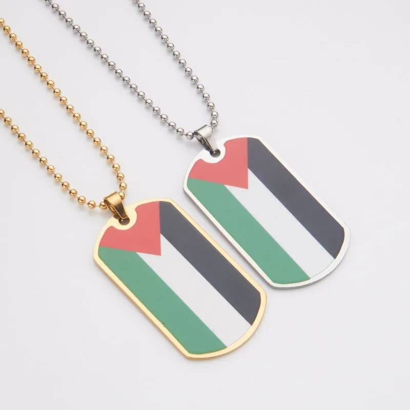 Stainless Steel Flag Pendant Necklace For Men Women Palestine Series Jewelry Accessories