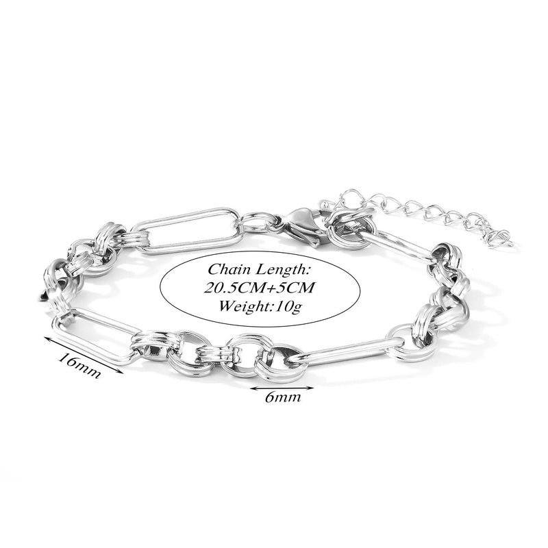 Stainless Steel Chunky Link Chain Bracelet For Women Gold Plated Waterproof Hip-hop Rock Style Women's Bracelets 20cm+5cm 1