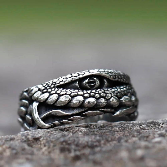 Crocodile Eyes Statement Ring – 316L Stainless Steel Unisex Animal Jewelry
