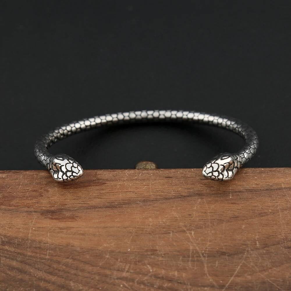 Dual Serpent Bangle – Stainless Steel Snake Bracelet