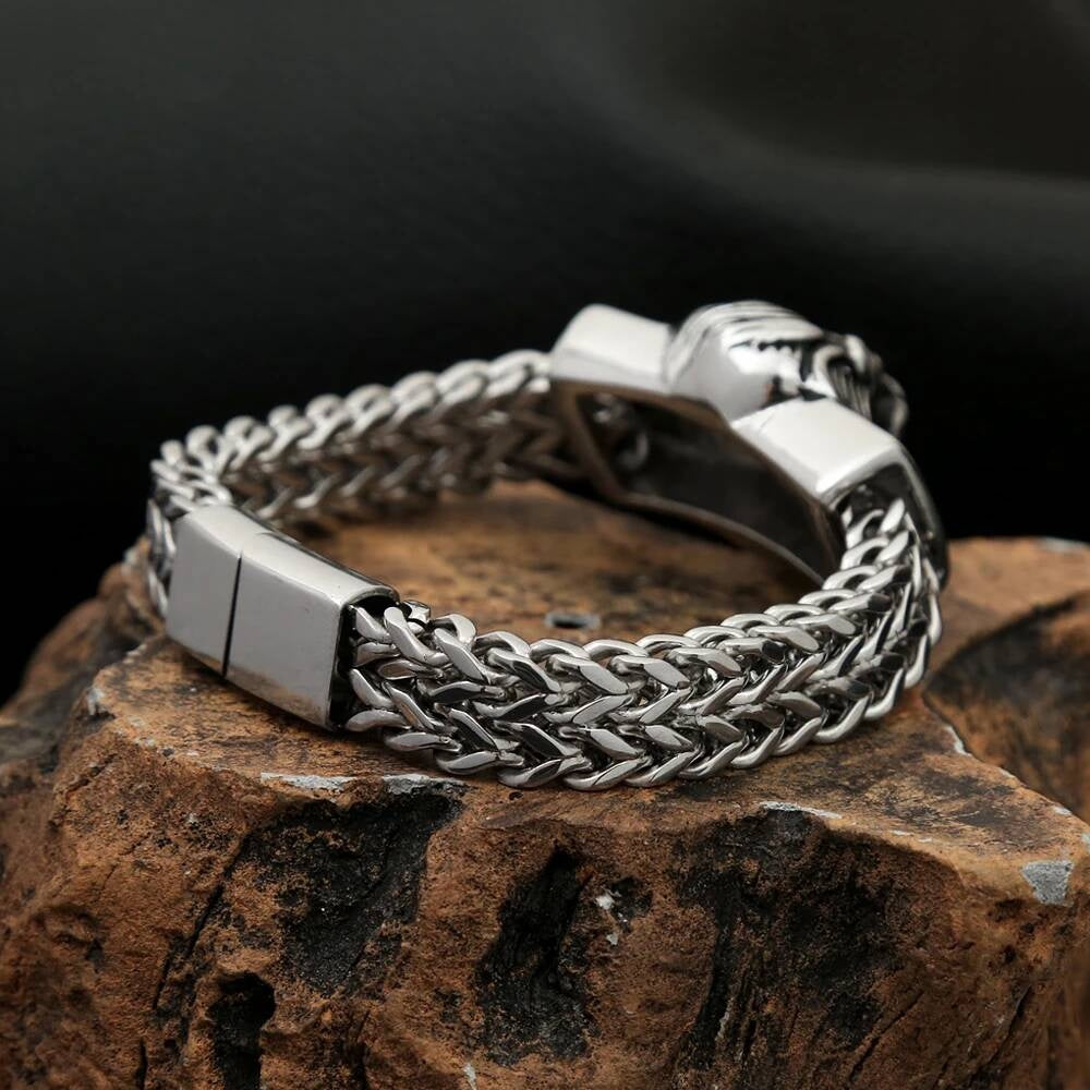 Lion Head Stainless Steel Chain Bracelet – Bold King of the Jungle Jewelry