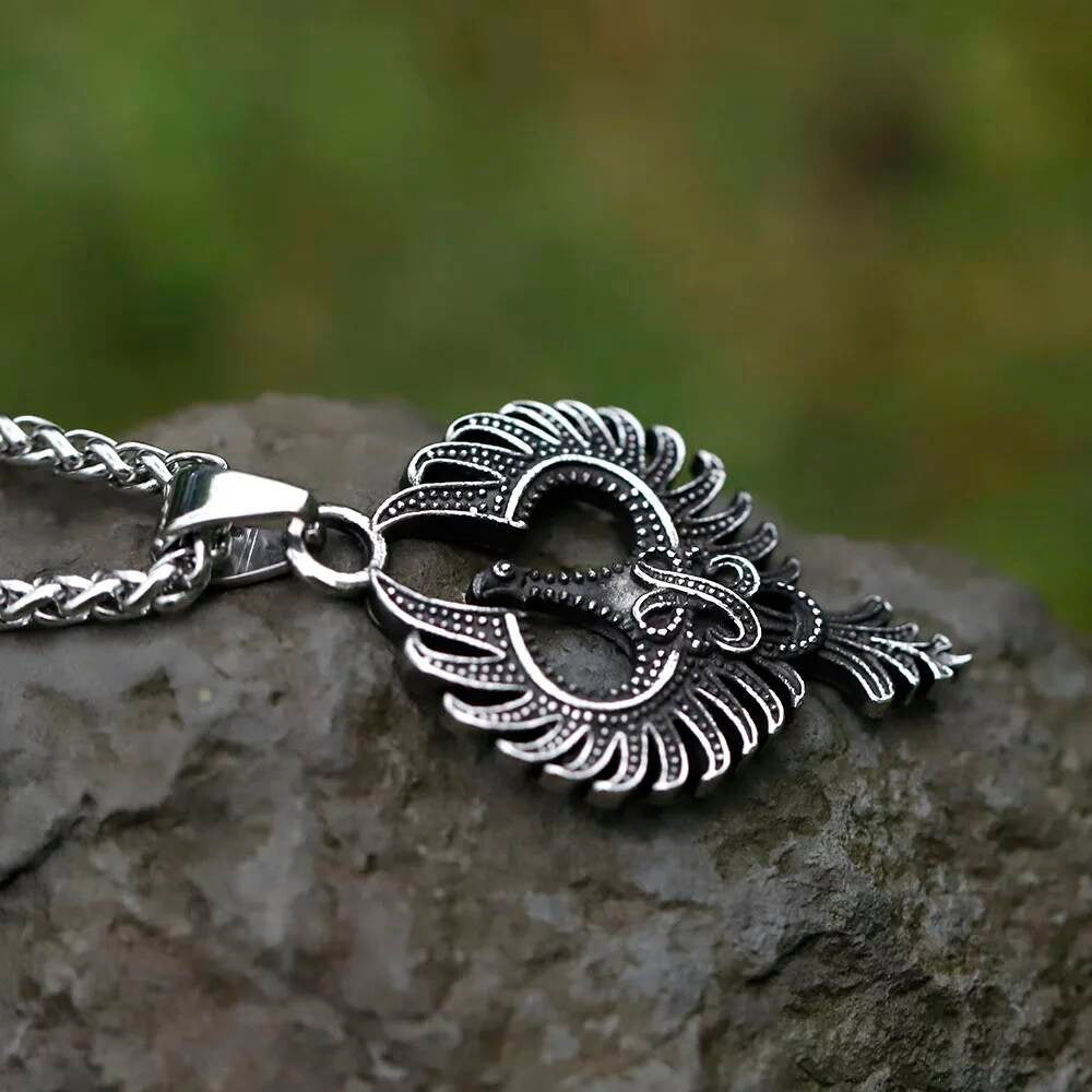 316L Stainless Steel Phoenix Bird Pendant Necklace for Men