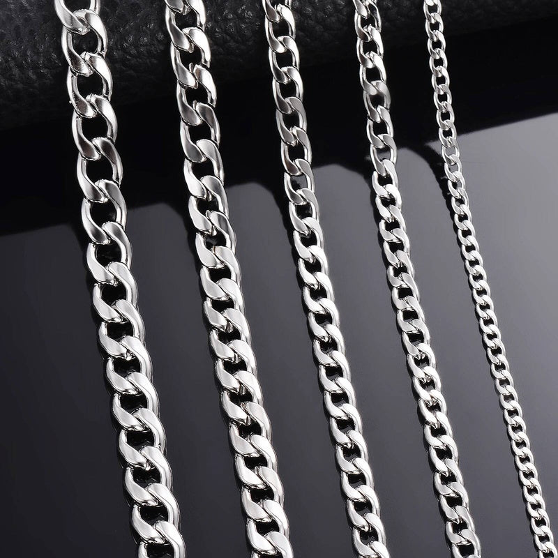 1 piece Width 3mm-9.5mm Curb Cuban Link Necklace for Men Women Basic Punk Stainless Steel Chain Chokers