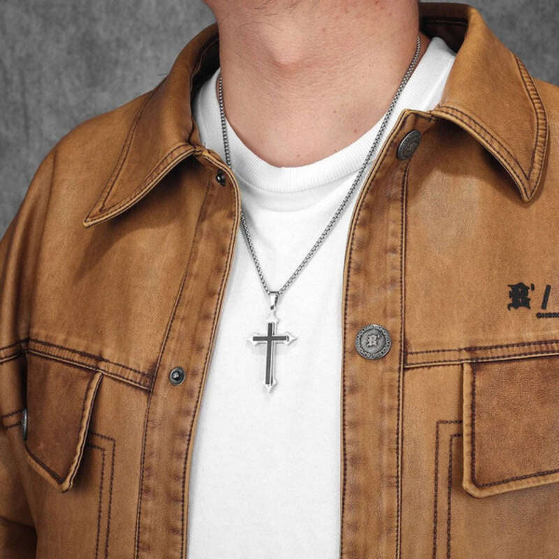 316L Stainless Steel Black Cross Pendant Necklace – Gothic Christian Jewelry