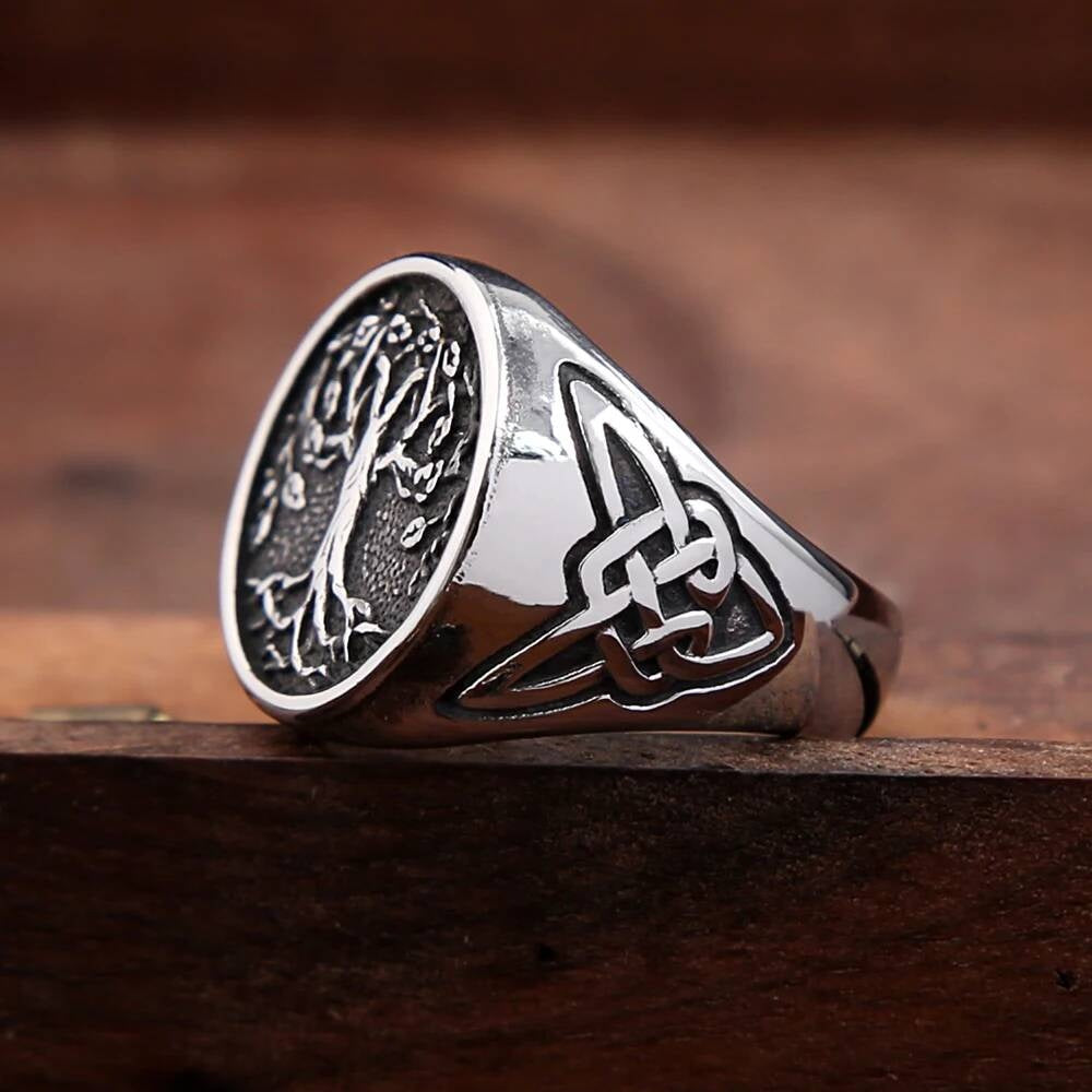 Viking Tree of Life Ring – 316L Stainless Steel Norse/Celtic Amulet Band