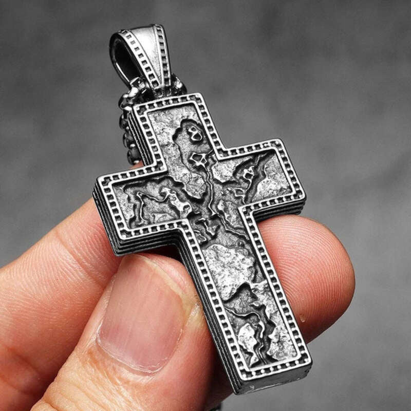 316L Stainless Steel Reversible Skull Cross Pendant Necklace