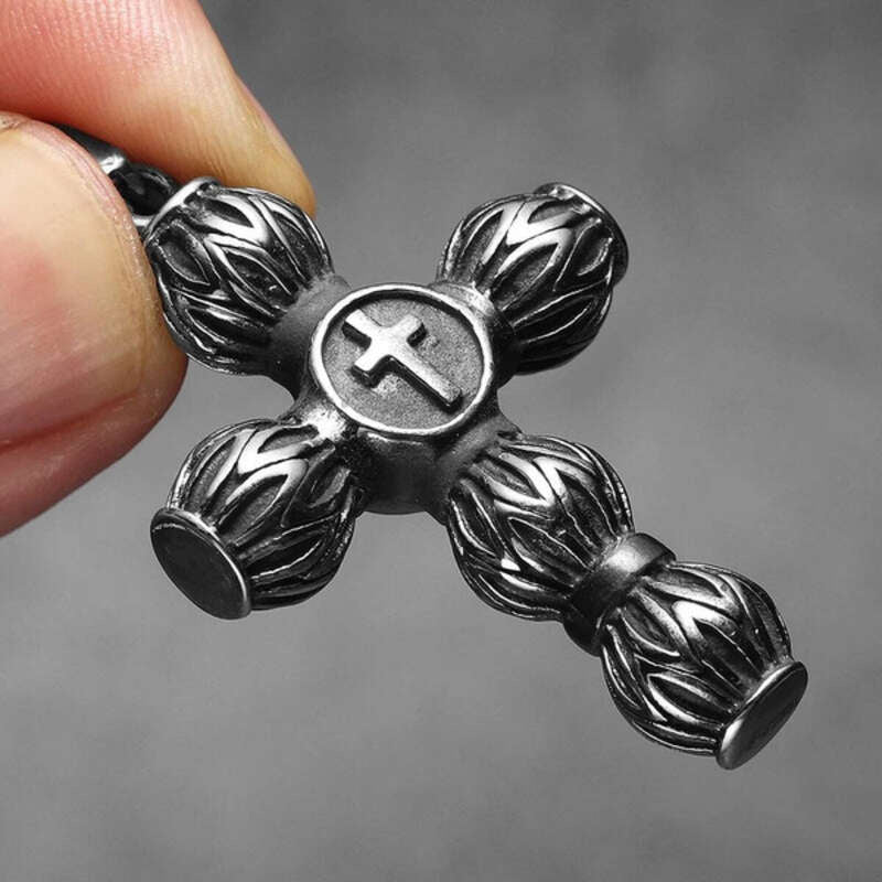 316L Stainless Steel Torch Cross Pendant Necklace