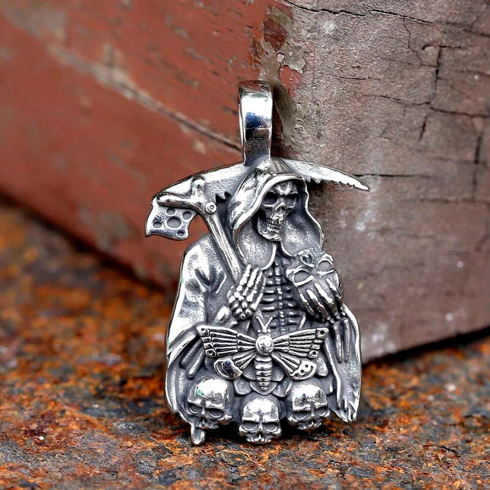 Grim Reaper Pendant – Gothic Stainless Steel Death Necklace