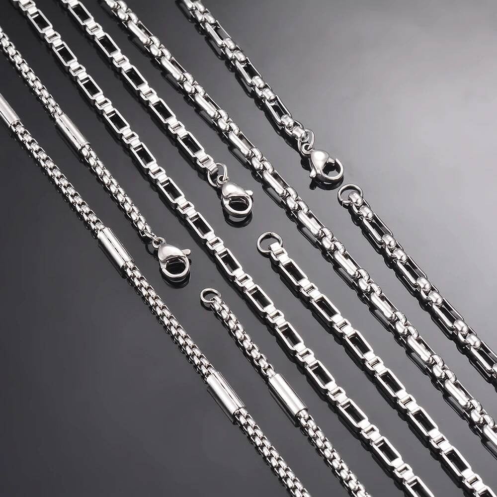 New 1 piece Stainless Steel Square Pearl 3:1 Handmade Box Chain DIY Jewelry Making Bracelet Anklet Necklace