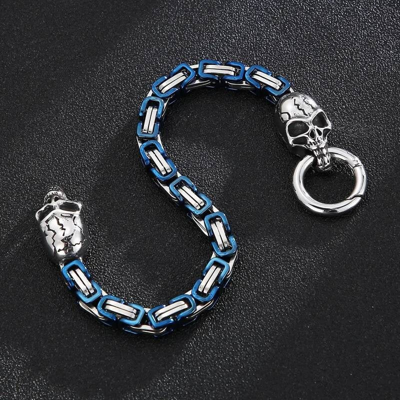 6mm Colorful Royal Skull Bone Chain Bracelet Men Stainless Steel Jewelry