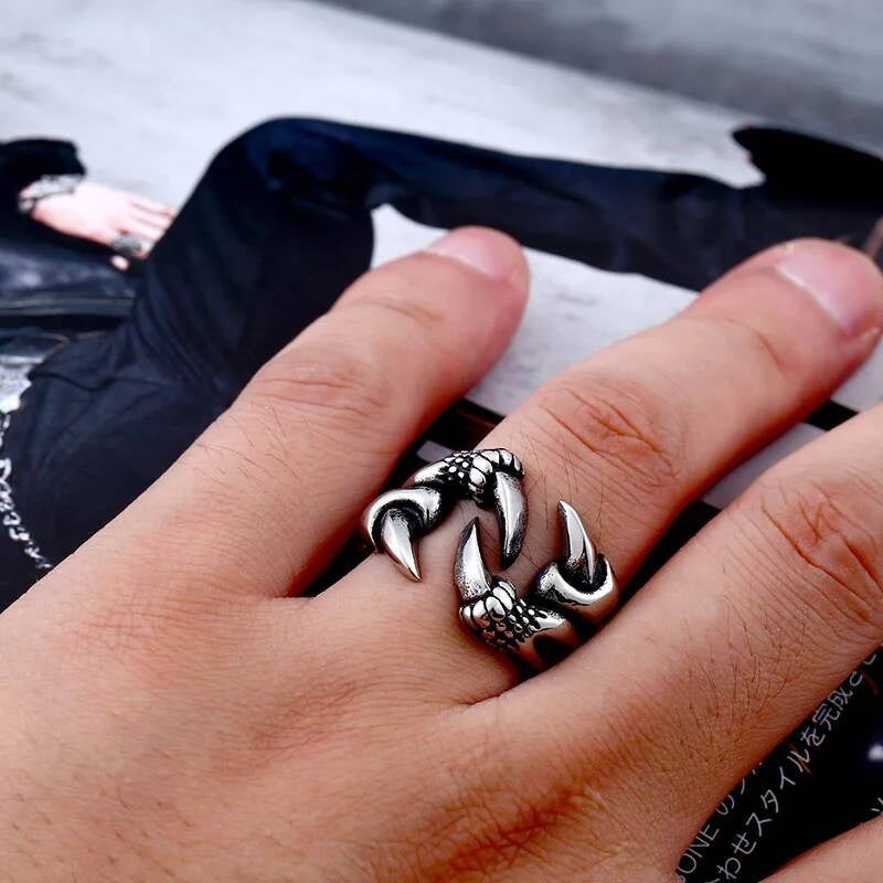 Eagle Claw Ring in Stainless Steel – Gothic Punk Biker Talon Jewelry