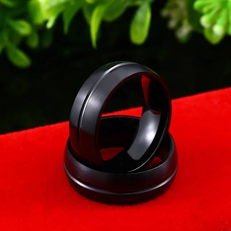 Matte Black Stainless Steel Band Ring Minimalist Unisex Jewelry