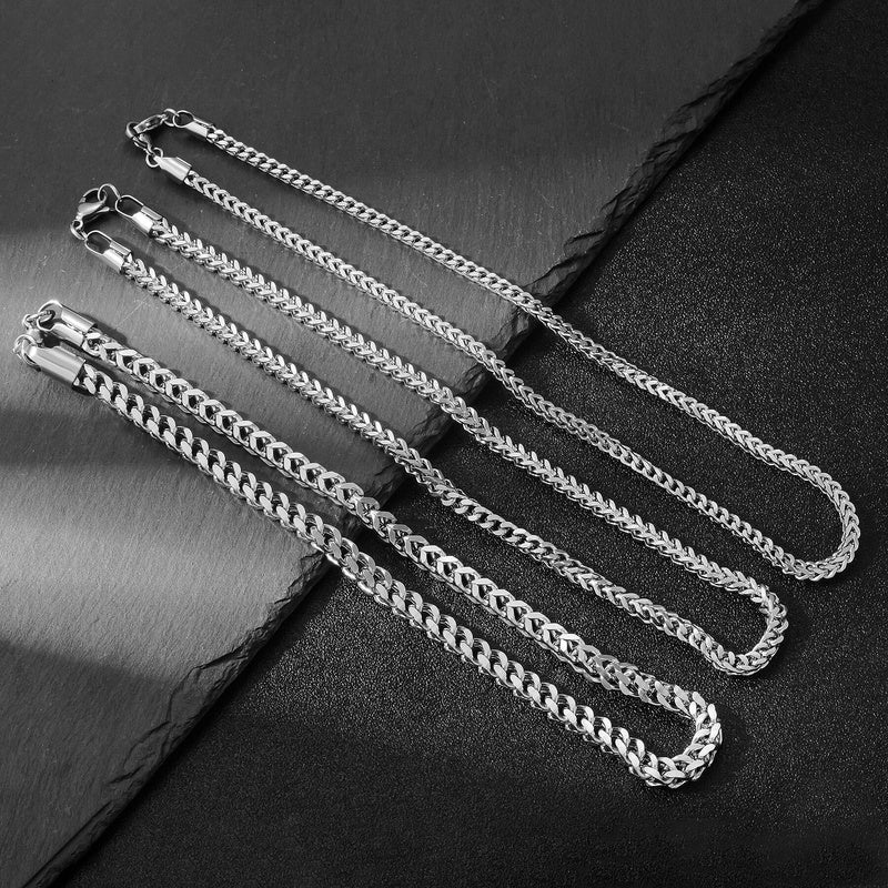 1Pc Size 3mm-5mm Gold/Sier Color 316L Stainless Steel Franco Fox tail Chain Necklace Women Men Jewelry Gift Dropshipping