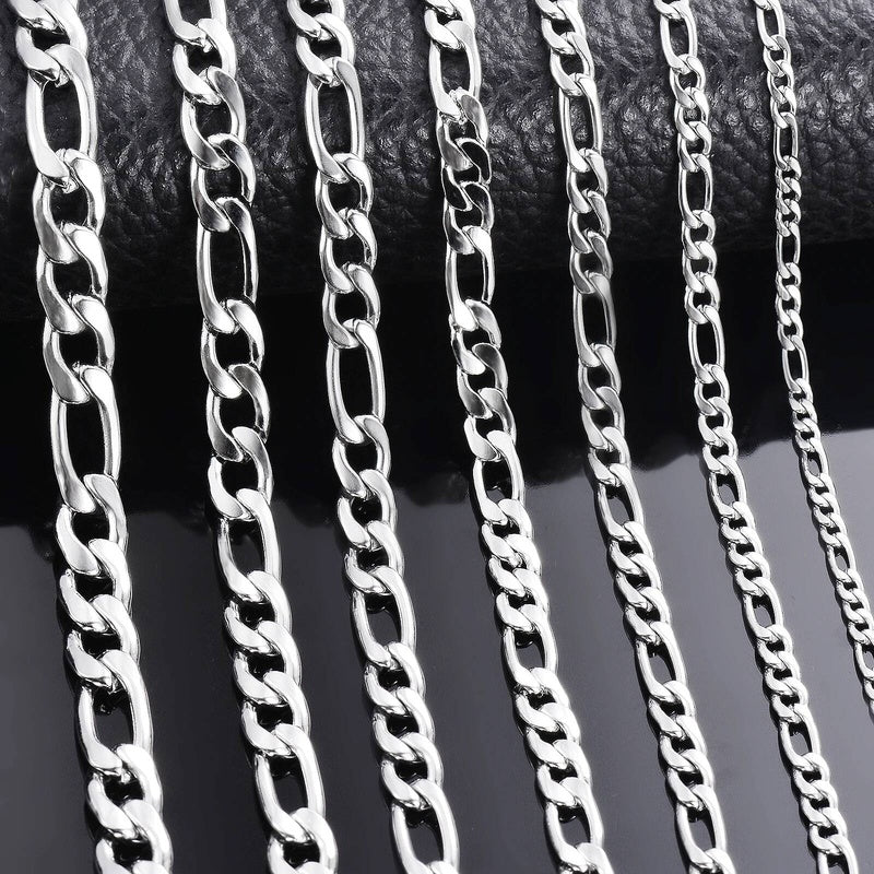 1 piece 3mm/3.8mm/4.5mm/5mm/6mm/7mm/7.5mm Figaro Link Jewelry Classic Curb Necklace Stainless Steel Chain for Men Women