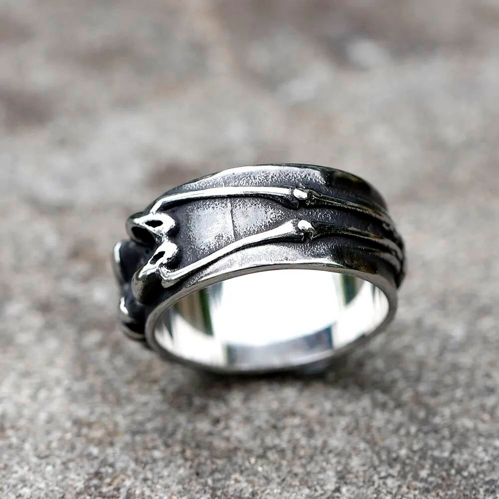 Aegishjalmur Skull Ring - Vintage Stainless Steel Biker Punk Jewelry