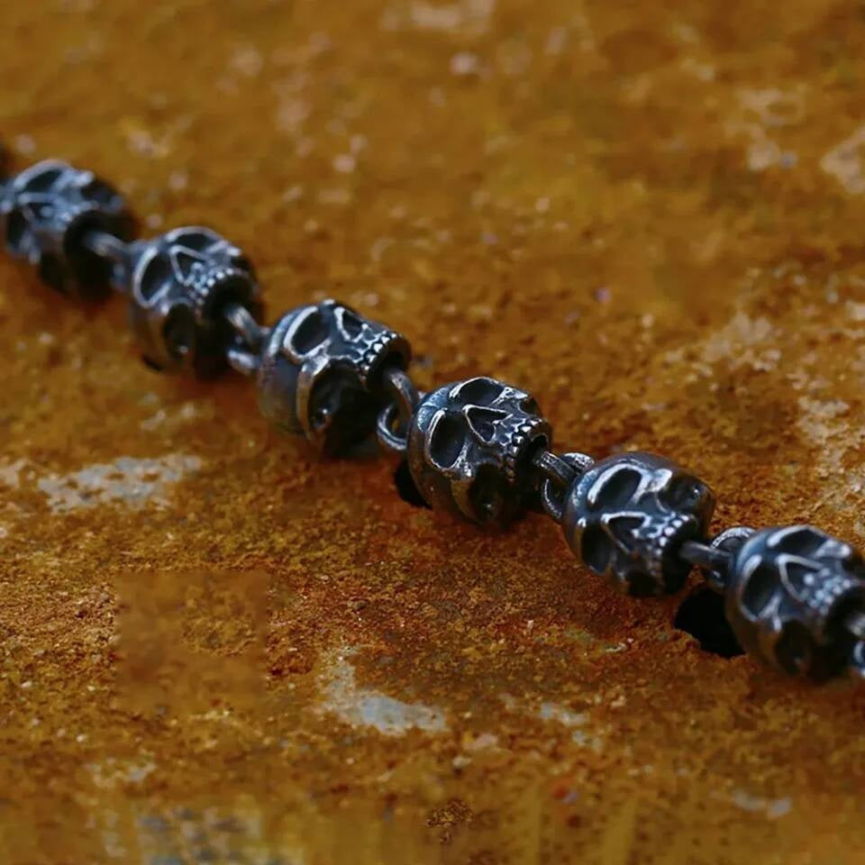 Gothic Skull Helmet Bracelet for Men Punk Rock Heavy Metal Chain Jewelry 316L Stainless Steel Biker Bracelet