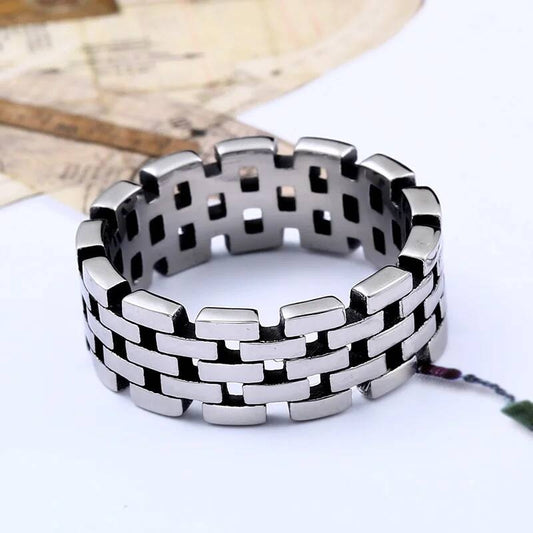 Link Chain Punk Ring - Stainless Steel Trendy Men's Rock Jewelry