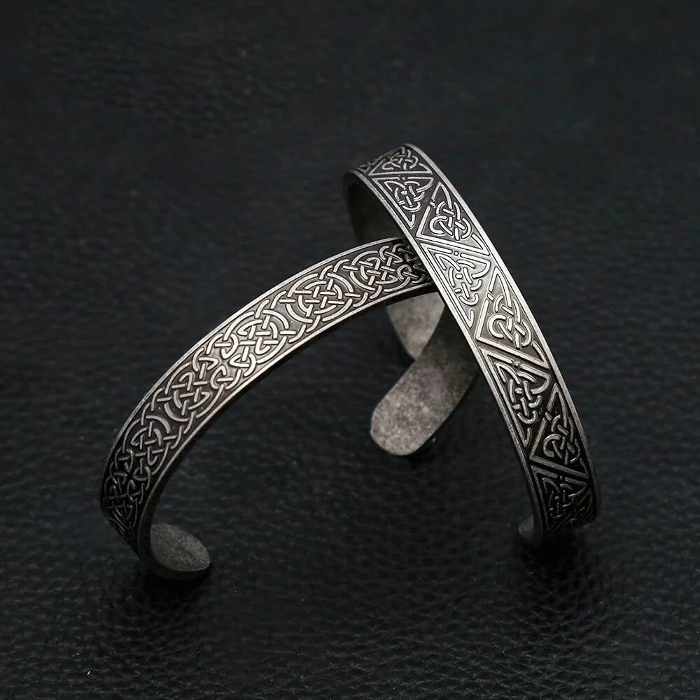 Celtic Knot Bracelet – Norse Pagan Stainless Steel Cuff Bangle