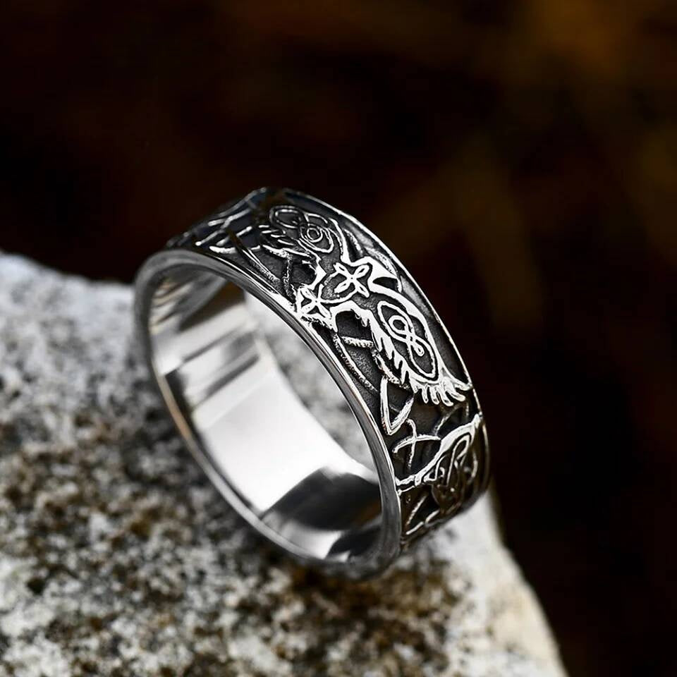 Viking Celtic Wolf Knot Ring – 316L Stainless Steel Unisex Amulet