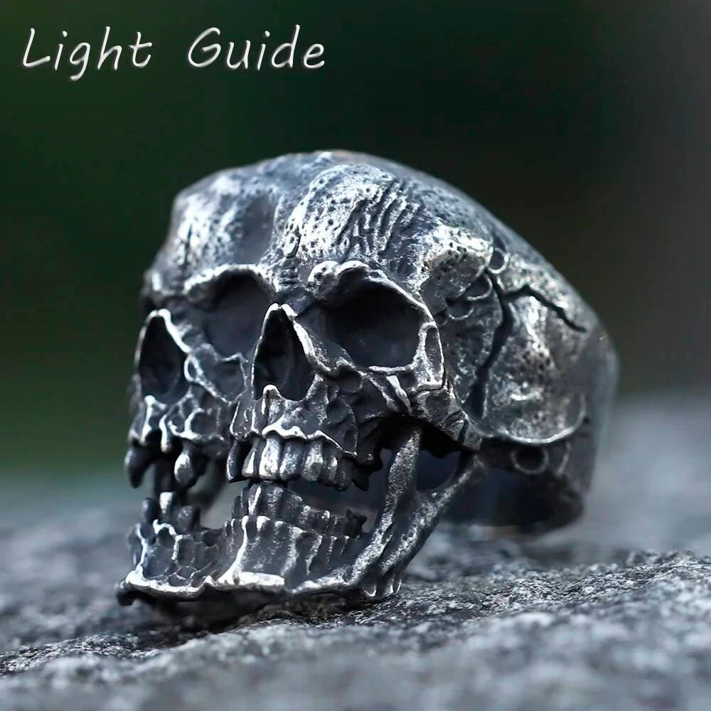 Double Headed Skull Ring - Gothic Stainless Steel Biker Punk Band Jewelry