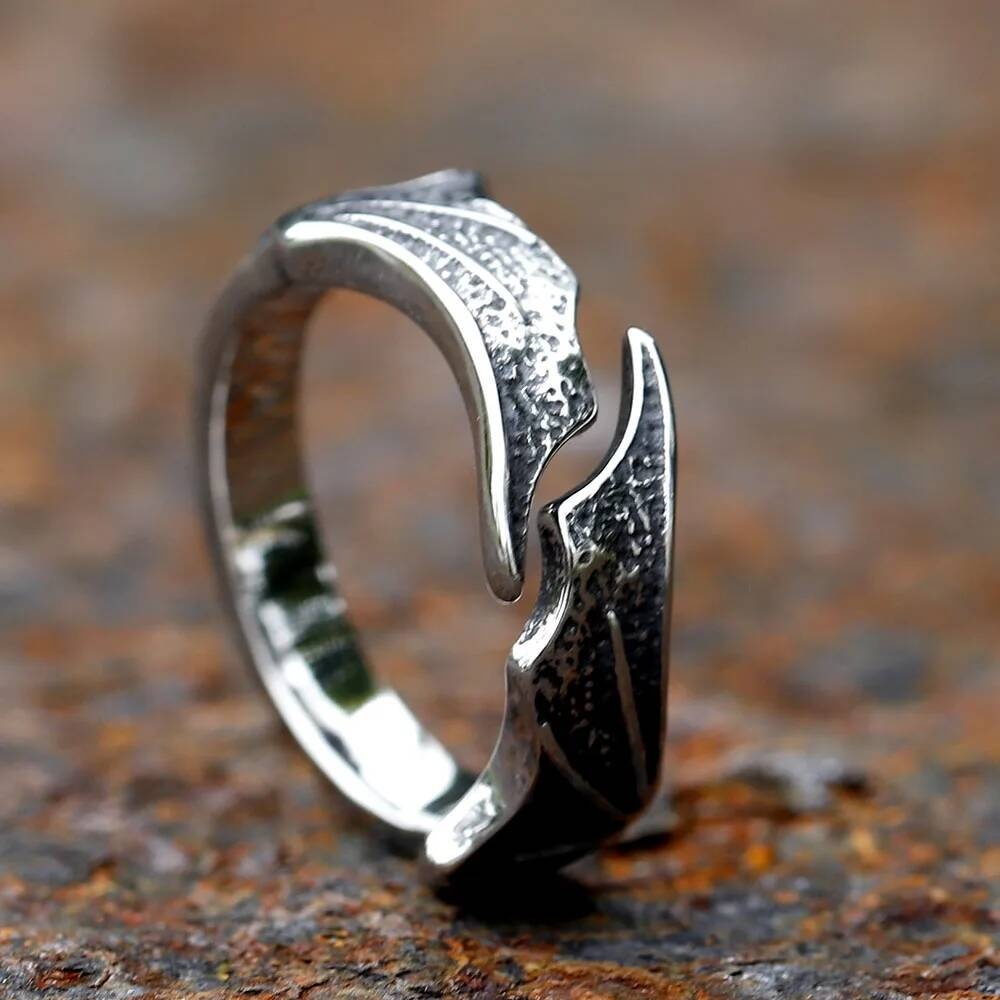 Boho Feather Wing Ring – Antique 316L Stainless Steel Statement Jewelry