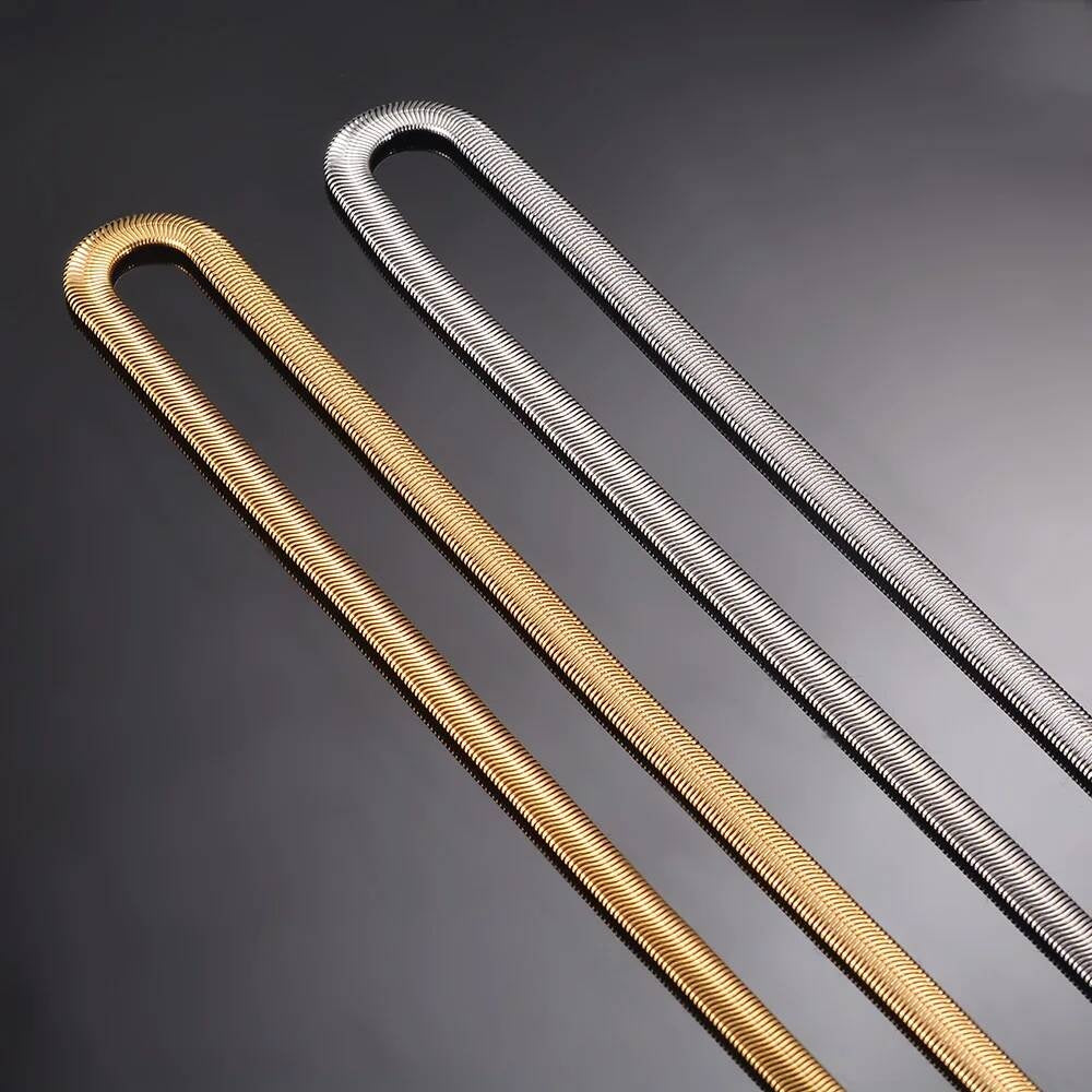 1 piece Width 5mm Chain Necklace for Men Women Stainless Steel Flat Snake Solid Chains Length 50cm+5 extension