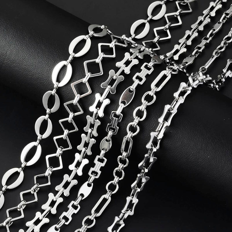 1 piece Punk Large Stainless Steel Handmade Link Chain Bracelet Necklace For Women Men Jewelry Gift Not allergic