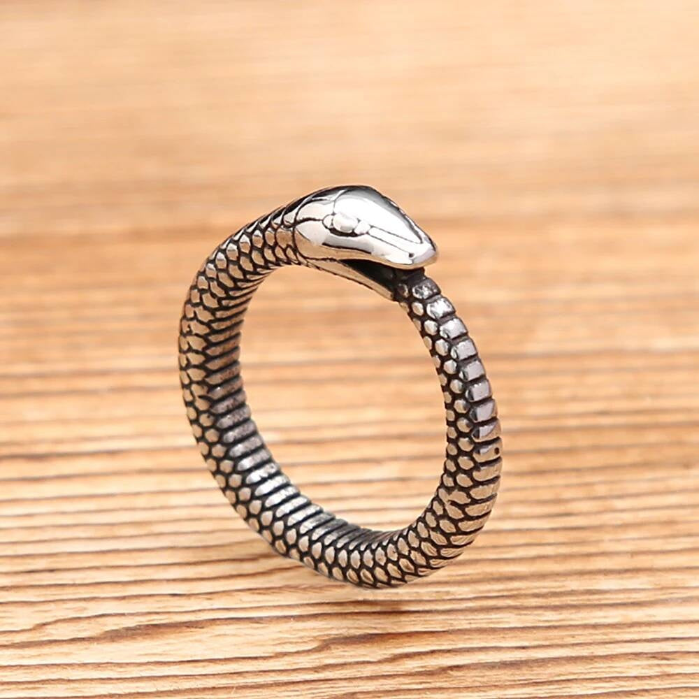 Ouroboros Viking Ring – 316L Stainless Steel Serpent Circle Amulet