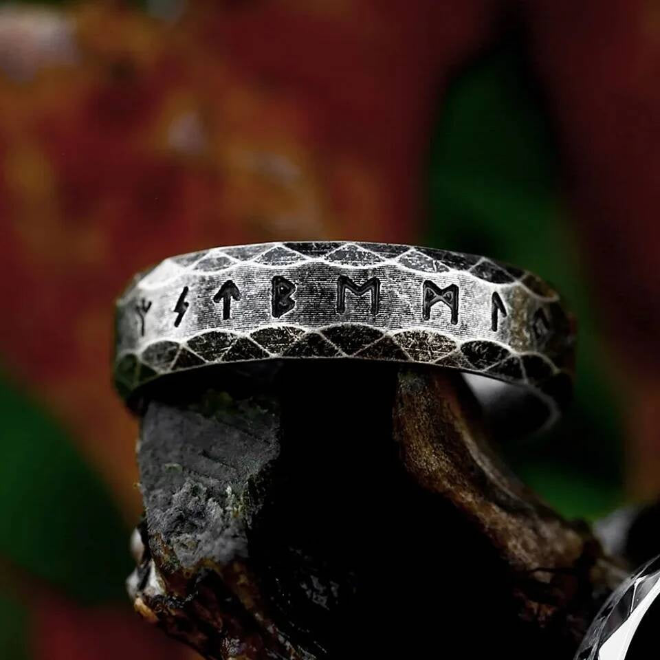 Vintage Viking Rune Ring – 316L Stainless Steel Unisex Norse Amulet