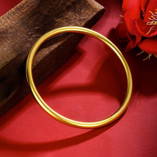 4MM Gold Plated Stainless Steel Bangle Bracelet – Classic Round 316L Polished Cuff for Women