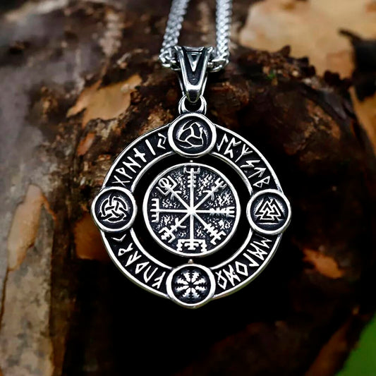 Viking Rune Protection Pendant – Silver Nordic Amulet