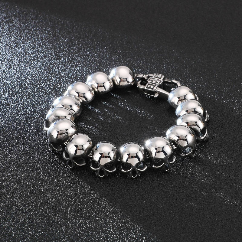 3 Styles Punk Metal Heavy Skull Charm Bracelet Men Stainless Steel Christmas Gift